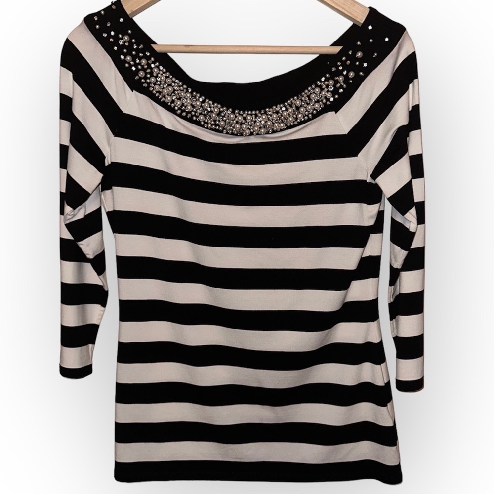 EUC White House Black Market Beaded Blouse